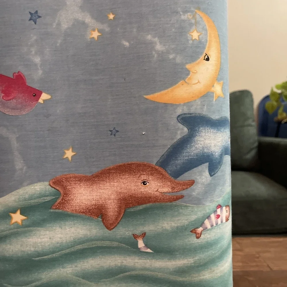Vtg Lamont Athena Kids Clothes Laundry Hamper MCM Whale Ocean Star Moon Dolphin‎